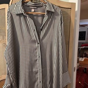 H&M Striped Midi Shirt Dress Size XL